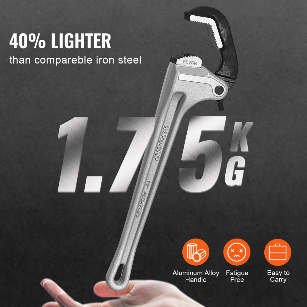TD0520 18" - Lightweight Aluminum Heavy-Duty Pipe Wrench with Ergonomic Handle