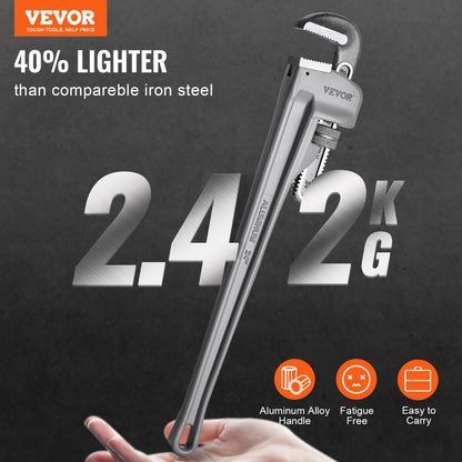 TD0505 24" - Lightweight Aluminum Pipe Wrench with Ergonomic Handle