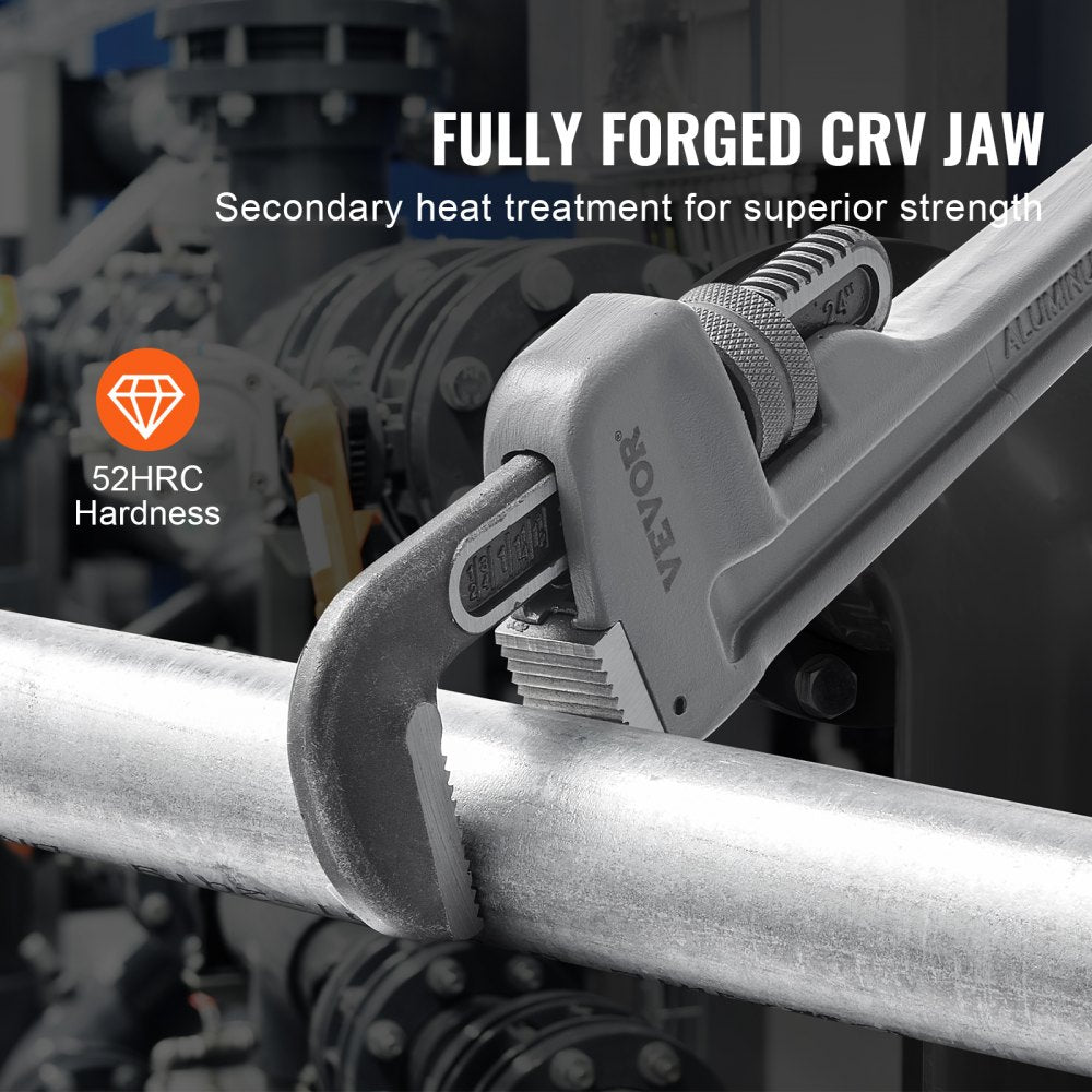 TD0505 24" - Lightweight Aluminum Pipe Wrench with Ergonomic Handle