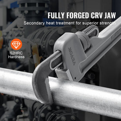 TD0505 24" - Lightweight Aluminum Pipe Wrench with Ergonomic Handle