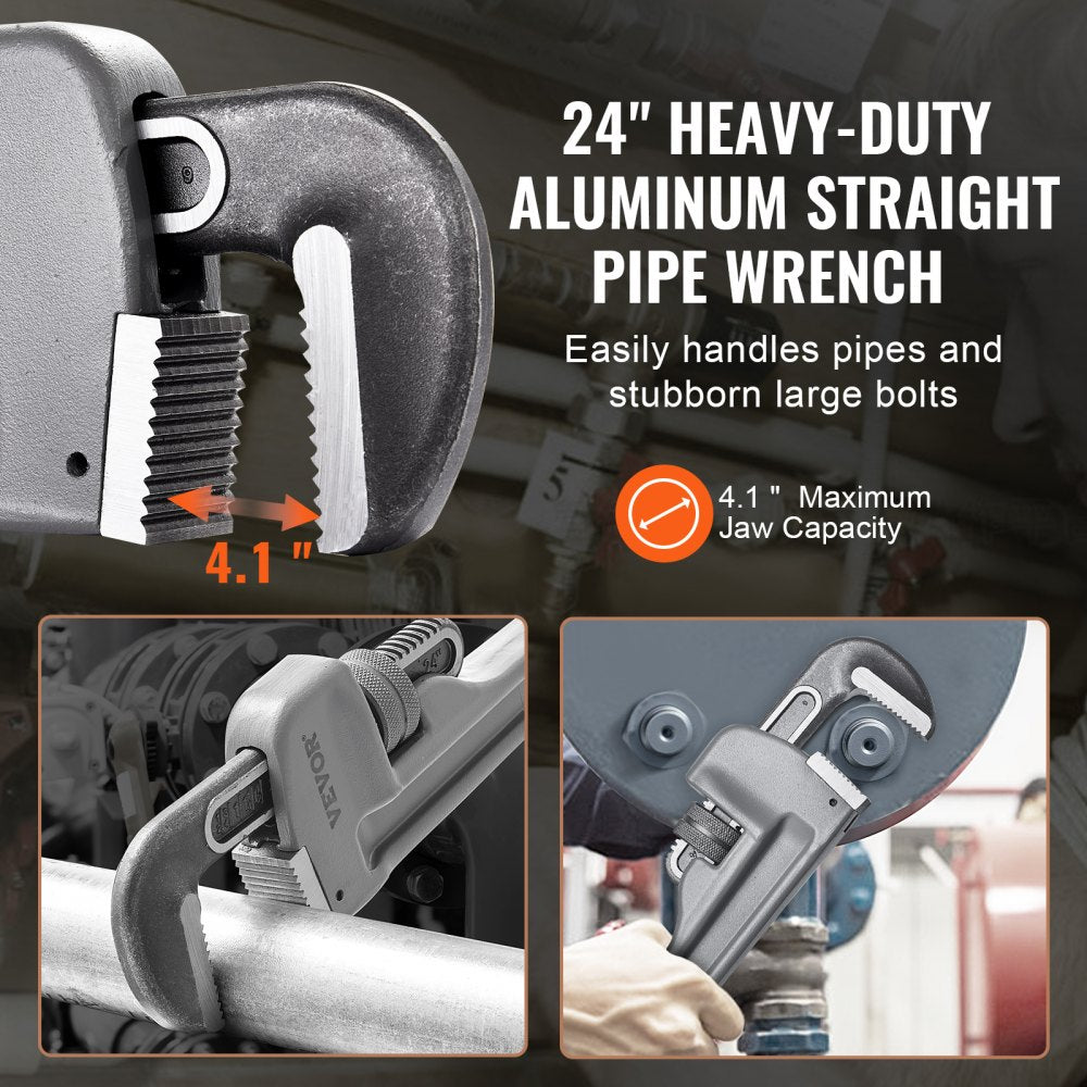 TD0505 24" - Lightweight Aluminum Pipe Wrench with Ergonomic Handle