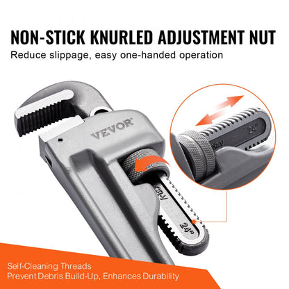 TD0505 24" - Lightweight Aluminum Pipe Wrench with Ergonomic Handle