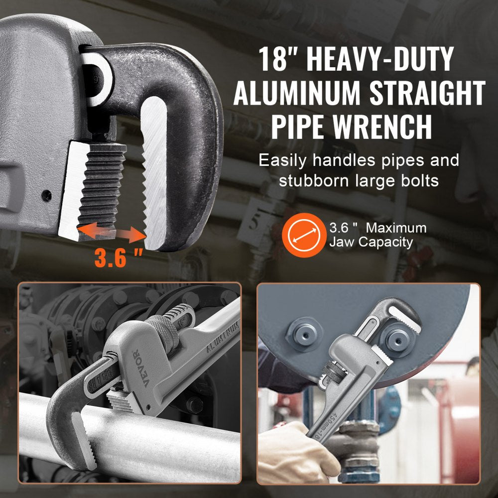 TD0505 18" Lightweight Aluminum Pipe Wrench - Sturdy & Durable Design