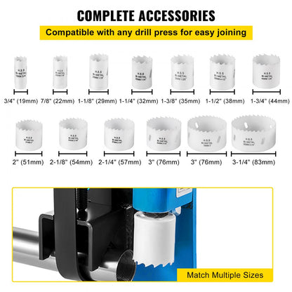 GQKJPN1/2-18pc - 60° VEVOR Tube Notcher Kit with 18 Bi-Metal Hole Saws