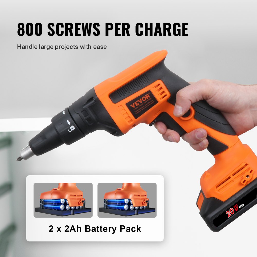 BR8504 - 4200RPM Brushless Cordless Drywall Screw Gun Kit with 2 Batteries