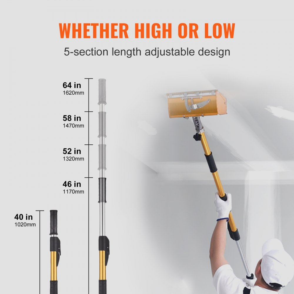 VV-PSHSB - Adjustable 40-64" Aluminum Drywall Flat Box Handle with Non-Slip Grip