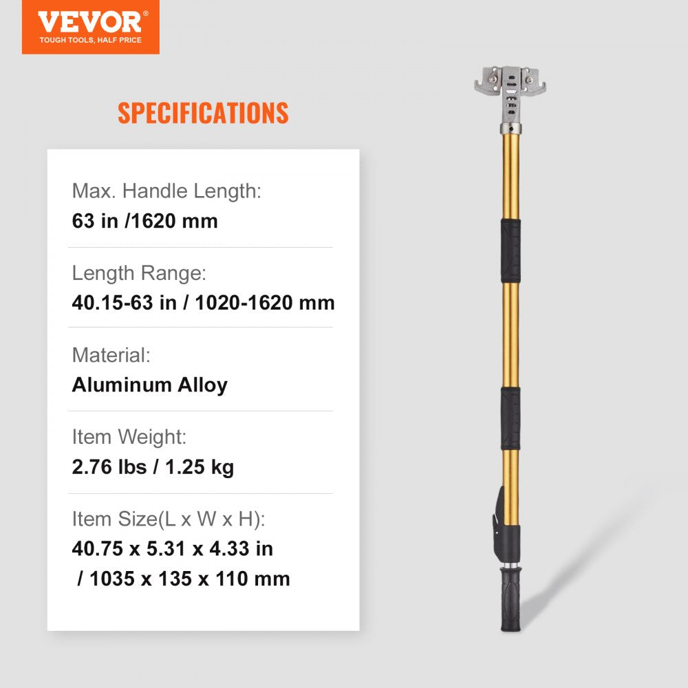 VV-PSHSB - Adjustable 40-64" Aluminum Drywall Flat Box Handle with Non-Slip Grip