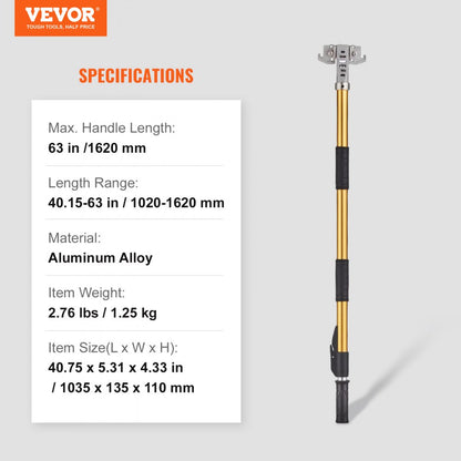 VV-PSHSB - Adjustable 40-64" Aluminum Drywall Flat Box Handle with Non-Slip Grip