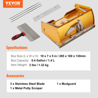 VV-PQPSH - VEVOR 10-Inch Aluminum Drywall Flat Box with Adjustable Mudguard