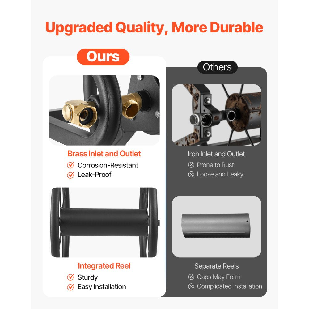 HR-026-1 - 125ft Heavy-Duty Steel Hose Reel with Brass Fittings