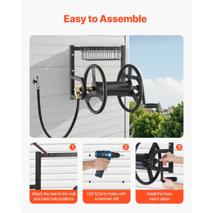 HR-026-1 - 125ft Heavy-Duty Steel Hose Reel with Brass Fittings