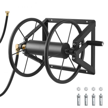 HR-703-2 - Heavy-Duty 200ft Wall-Mounted Hose Reel with Brass Fittings