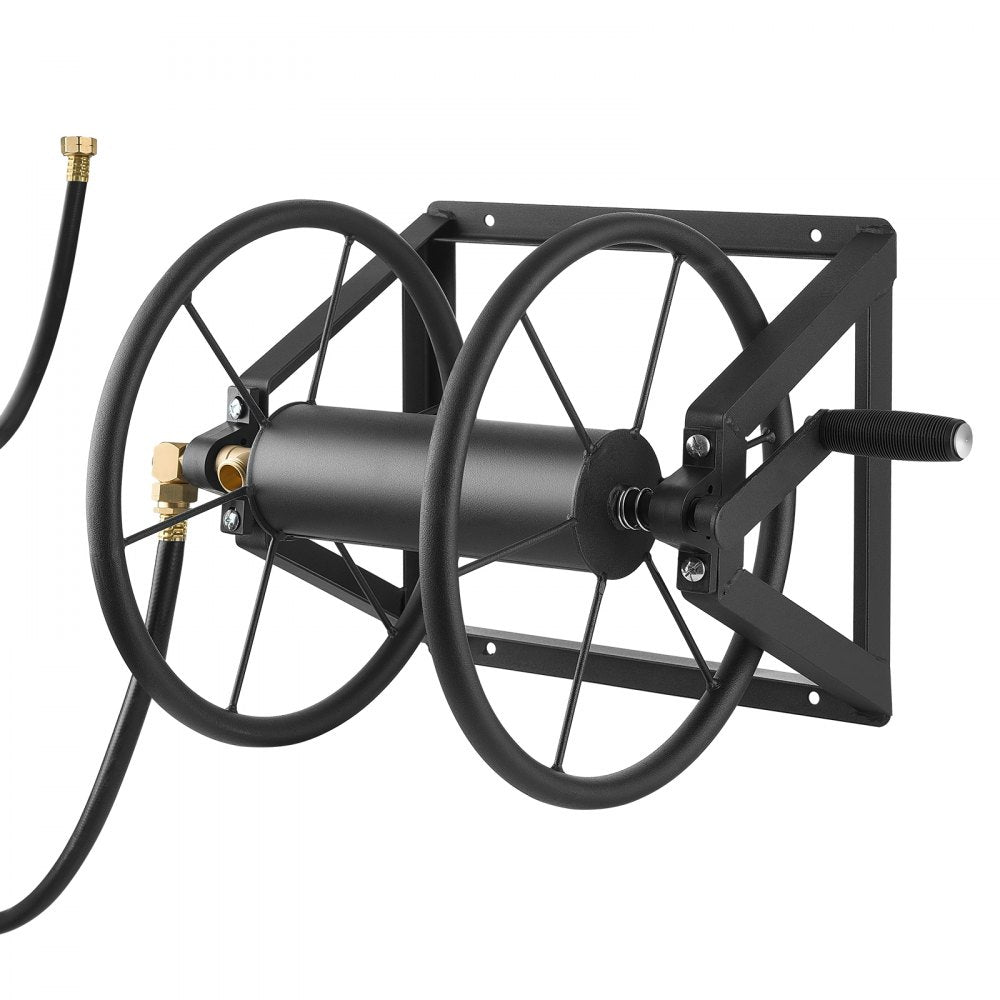 HR-703-2 - Heavy-Duty 200ft Wall-Mounted Hose Reel with Brass Fittings