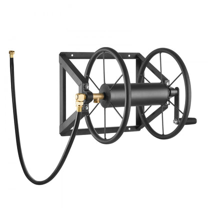 HR-703-2 - Heavy-Duty 200ft Wall-Mounted Hose Reel with Brass Fittings
