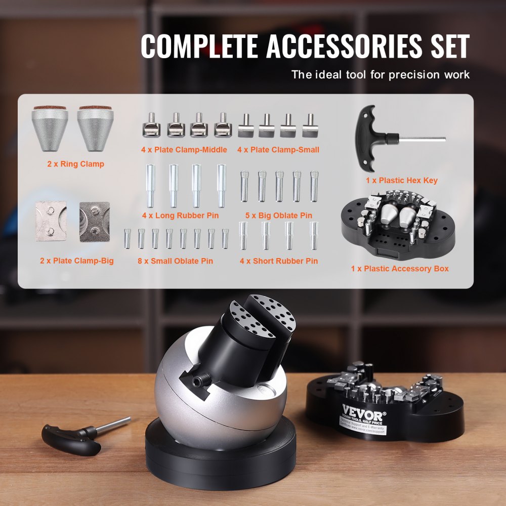 JH-O5YC001BP - Chrome-Plated 5" Steel Ball Vise for Engraving & Machining