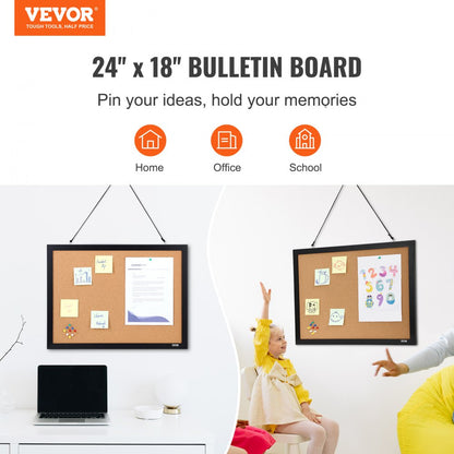 010200946476 - 24x18 Inch Double-Sided Cork Board with Pushpins