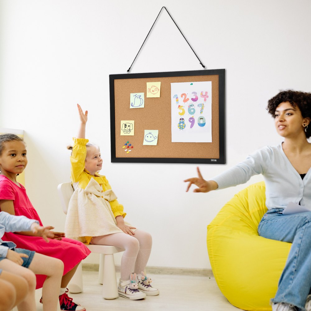 010200946476 - 24x18 Inch Double-Sided Cork Board with Pushpins