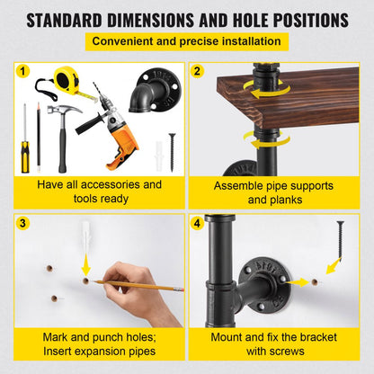 V-GSCWJ-003 - 5-Tier Vintage Style Industrial Pipe Shelving Unit