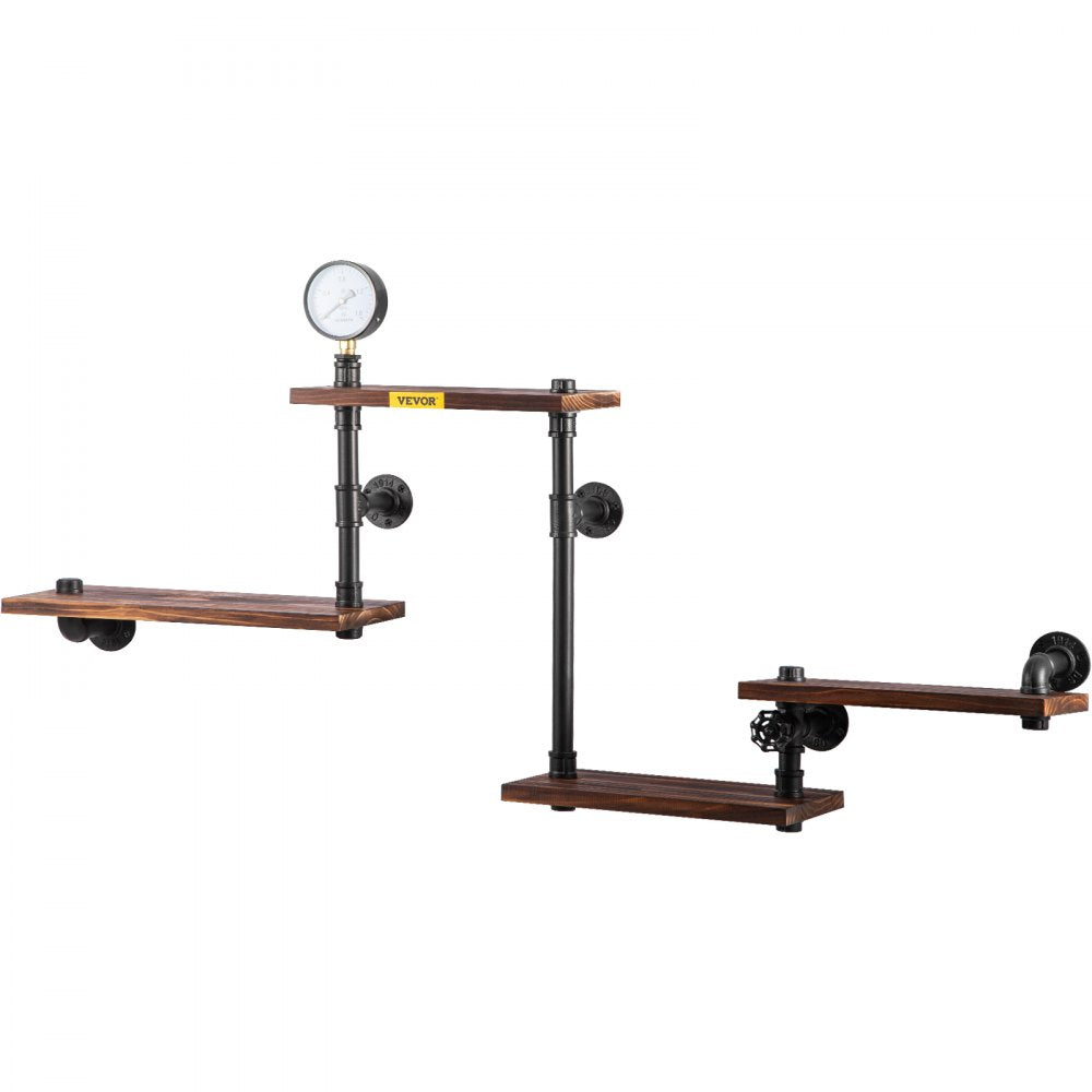 VV-GSCWJ-002 - Vintage 51.18" Pipe Shelving Unit with Solid Wood Shelves