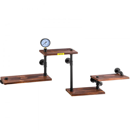 VV-GSCWJ-002 - Vintage 51.18" Pipe Shelving Unit with Solid Wood Shelves