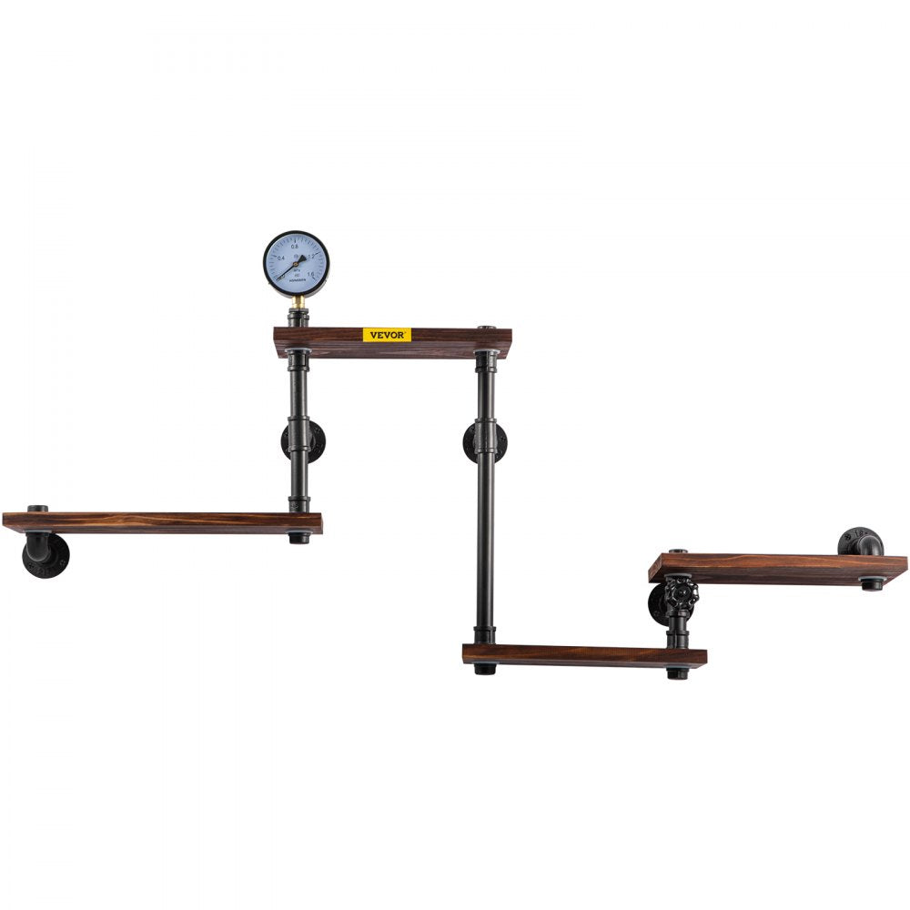 VV-GSCWJ-002 - Vintage 51.18" Pipe Shelving Unit with Solid Wood Shelves