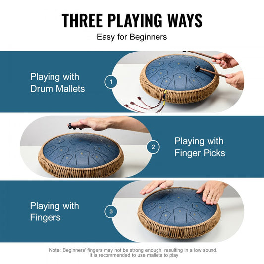 14 inch-C major-navy blue - Handcrafted 14” Carbon Steel Tongue Drum, 15 Notes