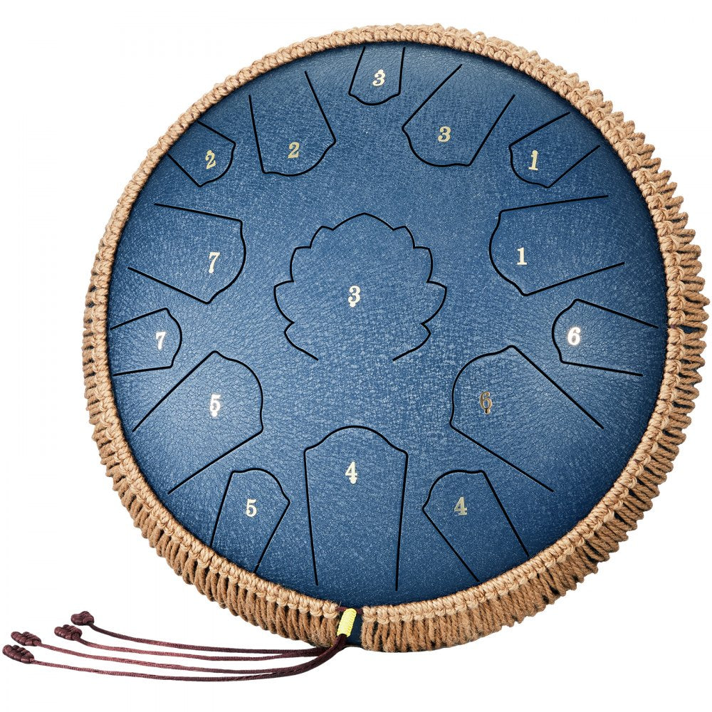 14 inch-C major-navy blue - Handcrafted 14” Carbon Steel Tongue Drum, 15 Notes
