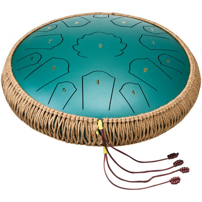 14 inch-C major-green - Handcrafted Carbon Steel Drum with 15 Notes