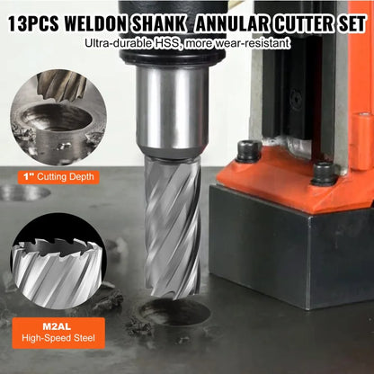 10190010214 - 13-Piece M2AL Steel Annular Cutter Set with Portable Case