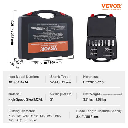 10190010214 - 13-Piece M2AL Steel Annular Cutter Set with Portable Case