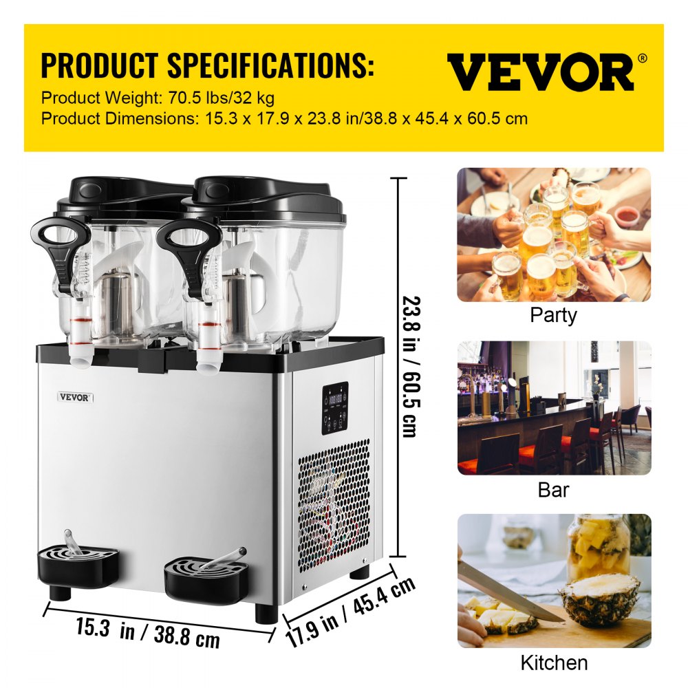 XC212A - 12L Dual Tank Slushy Machine for Bars and Parties