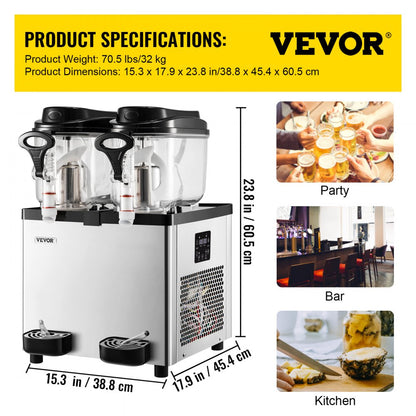 XC212A - 12L Dual Tank Slushy Machine for Bars and Parties