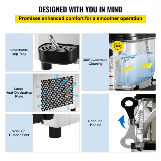 S16-XV1 - 6L Stainless Steel Slushy Machine for 25 Frozen Beverages