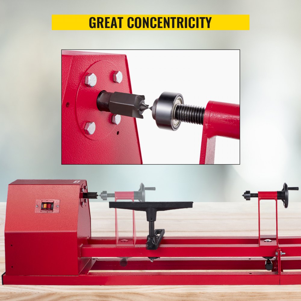 010353330818 - 14"x40" Steel Wood Lathe with 375W Motor, User-Friendly Design