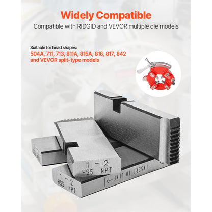 KT209 - 1"-2" NPT HSS Threading Dies for RIDGID Machines, 4 Pack