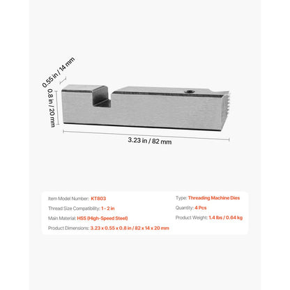 KT803 - 1"-2" HSS Threading Dies for Precision Pipe Threading