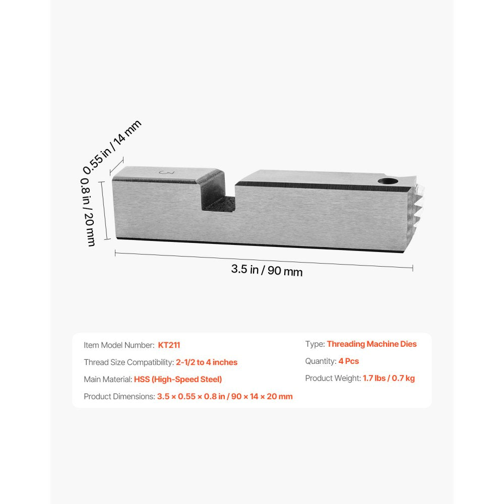 KT211 - HSS Threading Dies for 2-1/2" to 4" NPT Pipes