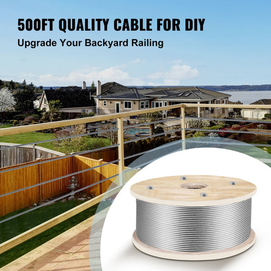 010818351373 - 500' T316 Stainless Steel Wire Rope with 4200 lb Strength