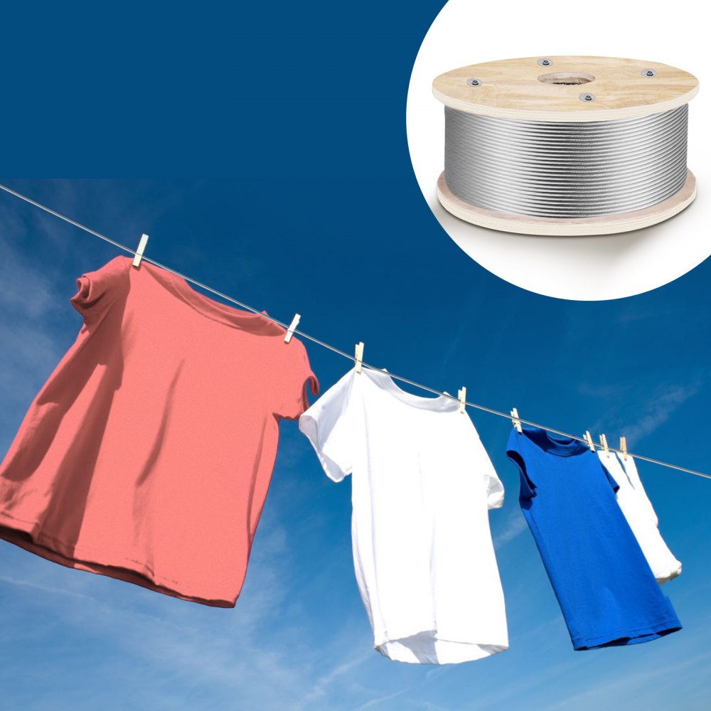 010818351373 - 500' T316 Stainless Steel Wire Rope with 4200 lb Strength