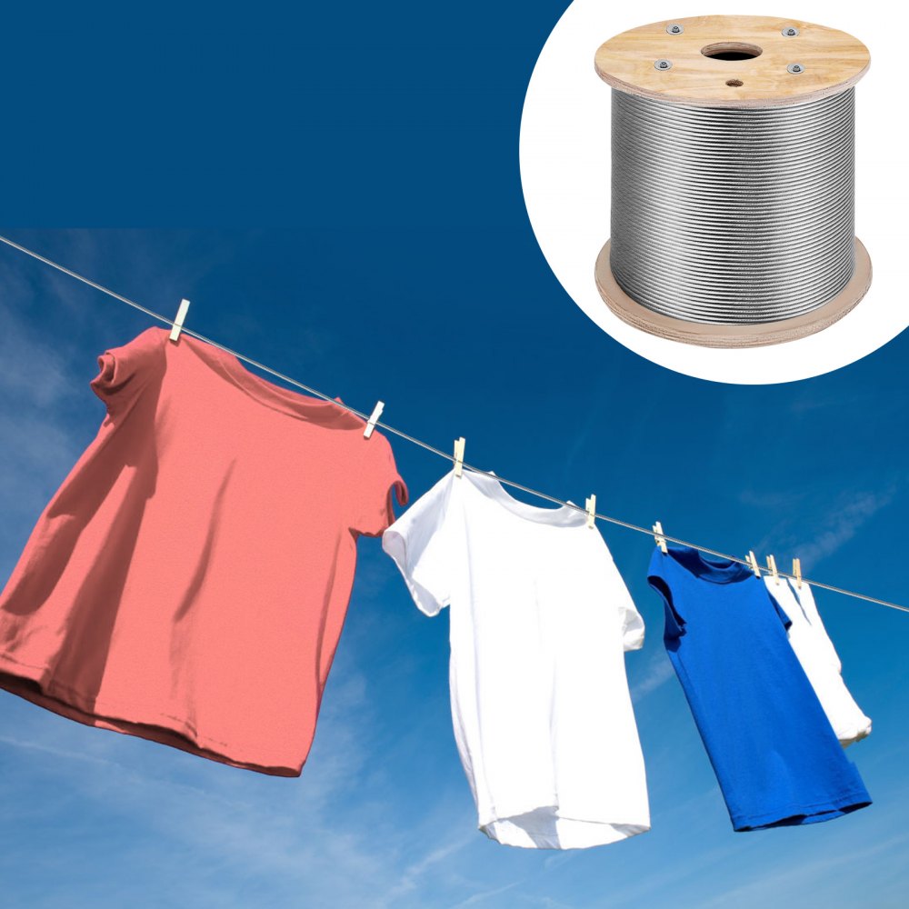 010626760111 - 3/16" T316 Stainless Steel Wire Rope 1000ft, 4200lb Strength