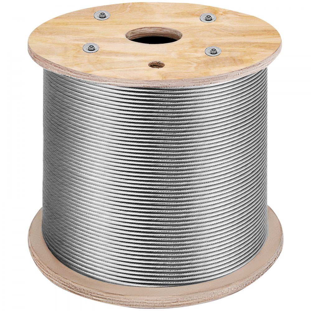 010626760111 - 3/16" T316 Stainless Steel Wire Rope 1000ft, 4200lb Strength