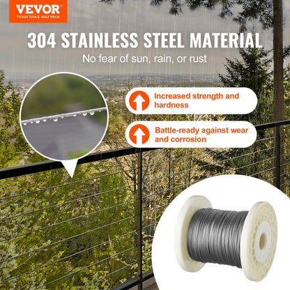 S1/16-328 - 328ft 304 Stainless Steel Wire Rope Kit for Outdoor Use
