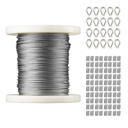 S1/16-328 - 328ft 304 Stainless Steel Wire Rope Kit for Outdoor Use