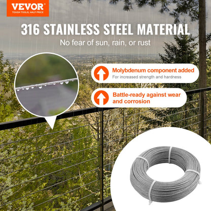 S1/8-300 - 1/8" Stainless Steel Deck Cable for Clear Views, 300 ft
