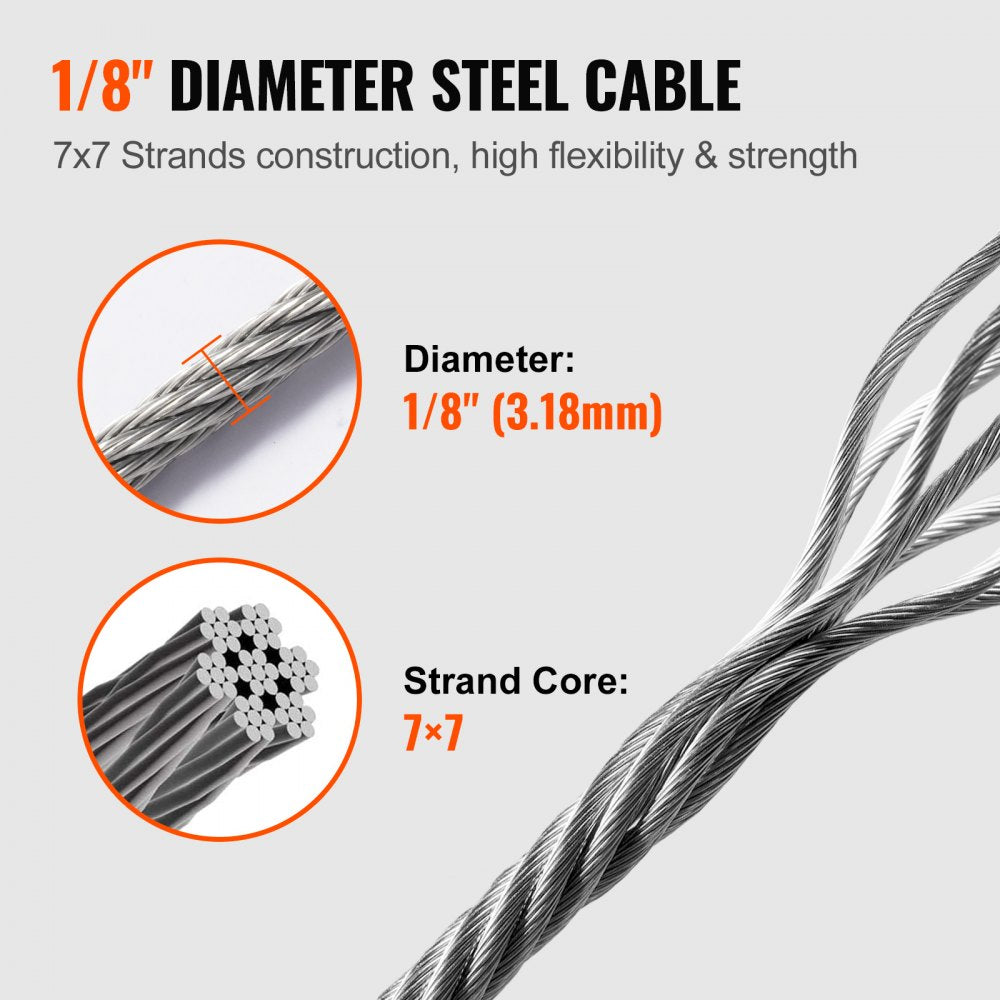 S1/8-300 - 1/8" Stainless Steel Deck Cable for Clear Views, 300 ft