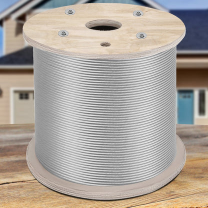 010934543929 - 304 Stainless Steel 1/4" Wire Rope, 200ft, 6400 lbs Strength
