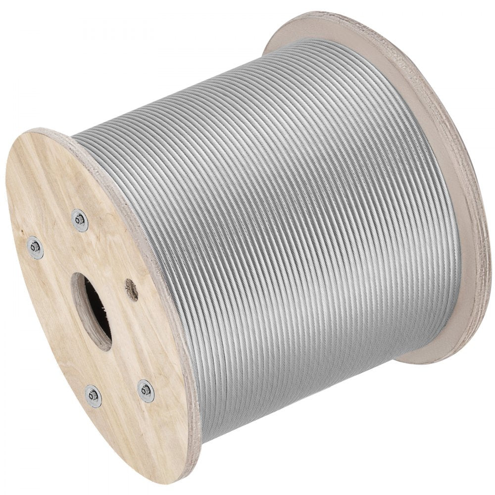 010934543929 - 304 Stainless Steel 1/4" Wire Rope, 200ft, 6400 lbs Strength