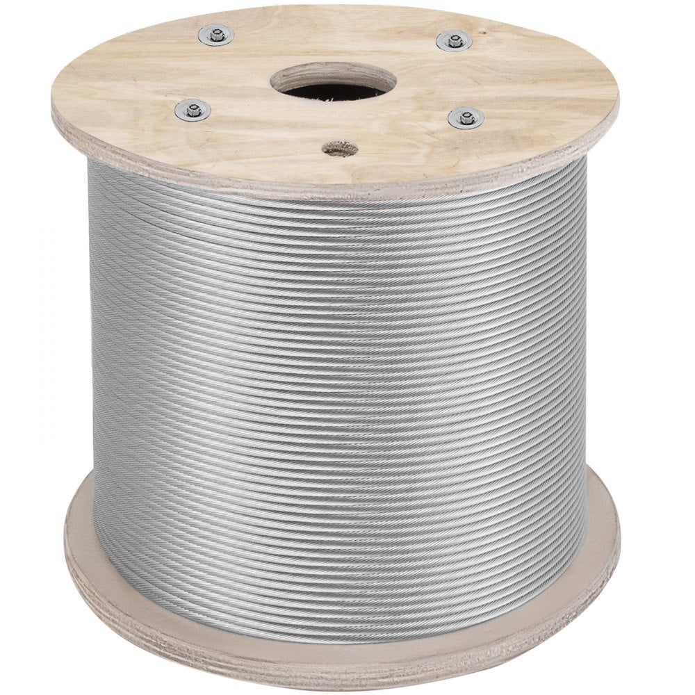 010934543929 - 304 Stainless Steel 1/4" Wire Rope, 200ft, 6400 lbs Strength