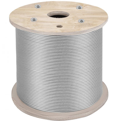 010934543929 - 304 Stainless Steel 1/4" Wire Rope, 200ft, 6400 lbs Strength