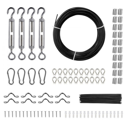 S1/16-164 - 164ft Vinyl Coated Wire Rope Kit for Lights & Clotheslines